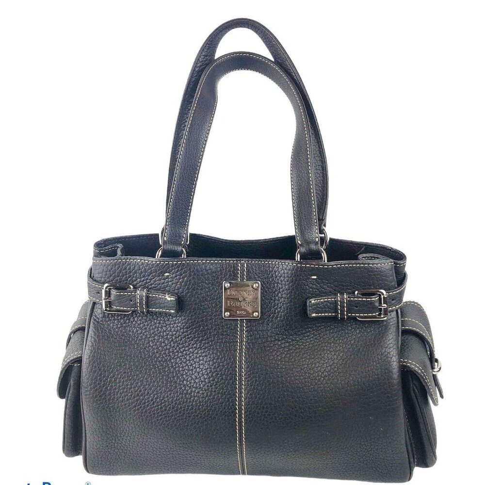 Dooney and Bourke Dark Brown Chestnut Pebble Grain Leather Satchel Handbag Purse